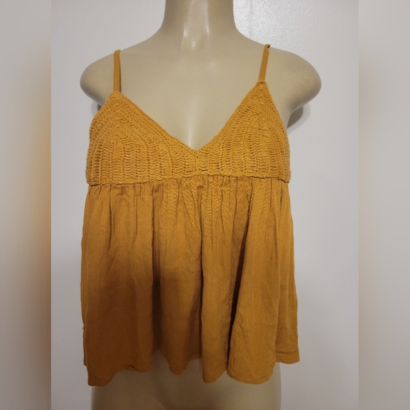 Derek Heart Orange Crochet Tank Top Crop Top Small - Picture 1 of 4